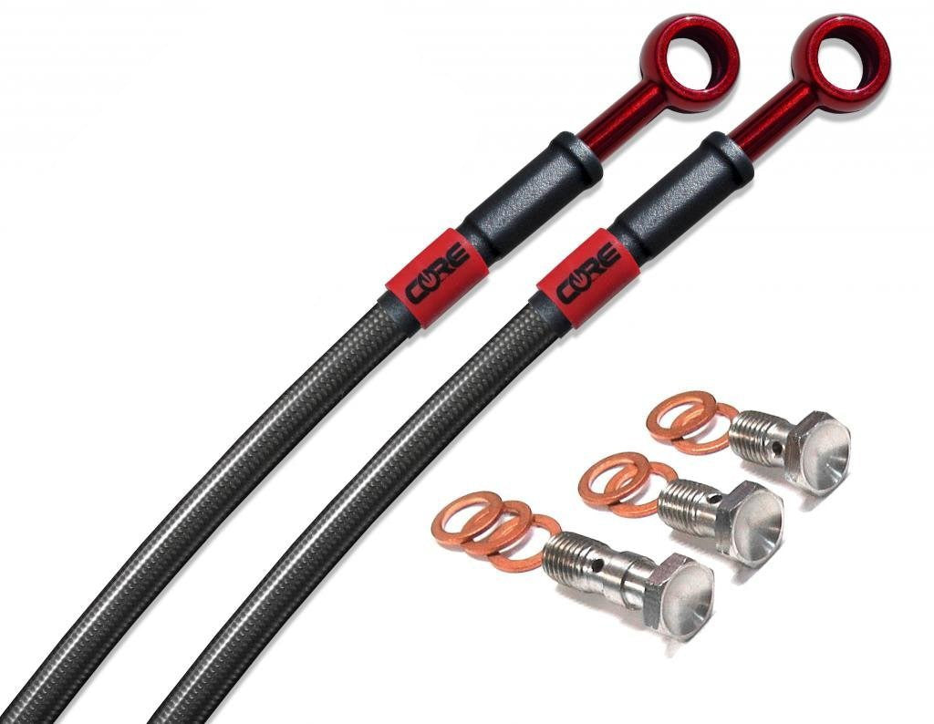 Conductos de freno delantero y trasero Kawasaki Ninja 500 2024-2026, trenzado de acero rojo/carbono