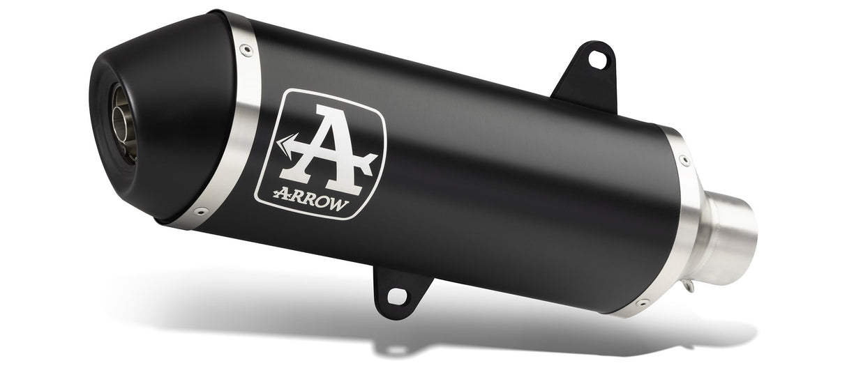 Arrow Piaggio Beverly 500/400 Aprilia Scarabeo Aluminio Homologado Dark Race-Tech Sil Con Tapa De Acero Negra Para Arrow Coll. 73501ann