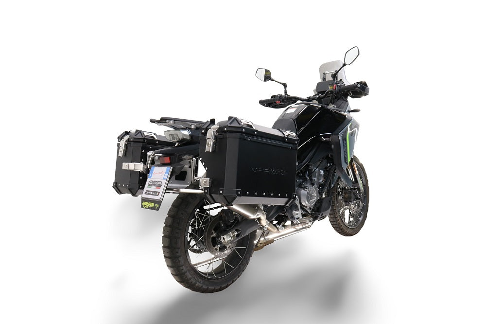 CF Moto 800 MT Touring/Explorer 2025-2026 GPR Tech 38+32L Aluminum Side Cases, Black with Pannier Holders - photo 2