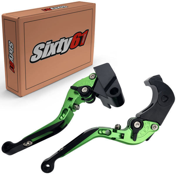 人工ライブロック　PHR65／13穴加工　38×23×26 Kawasaki Green Brake & Clutch Levers Sliding Folding Levers | Sixty61