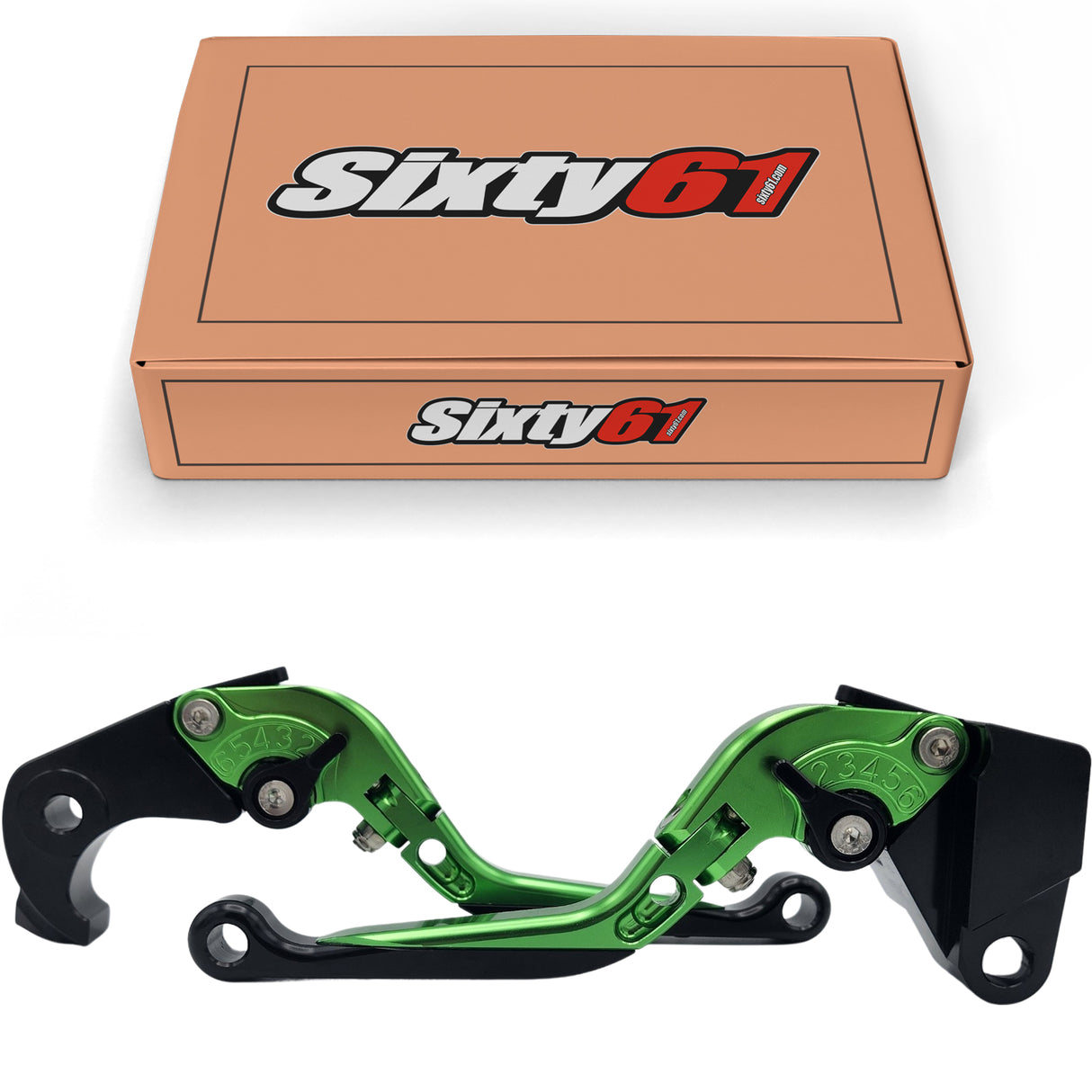 Kawasaki Green Brake & Clutch Levers, Adjustable Sliding Folding