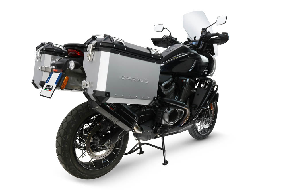Harley Davidson Pan America 1250 2020-2024 GPR Tech 38+32L Aluminum Side Cases, Silver with Pannier Holders - photo 2