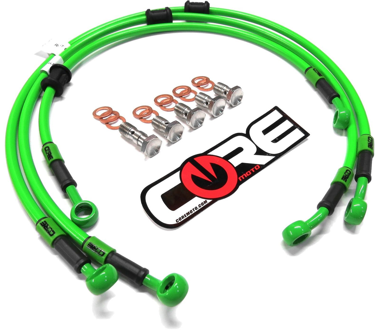 Conductos de freno delantero y trasero trenzados de acero verde Kawasaki ZX10R 2004-2005