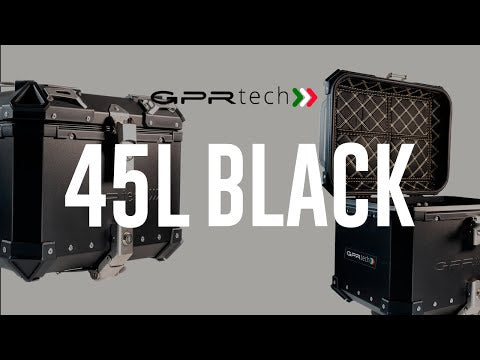 GPR Tech 45L Aluminum Universal Top Case, Black with Mounting Plate and Backrest - video 1