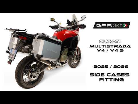 Ducati Multistrada V4 / V4S 2025-2026 GPR Tech 38+32L Aluminum Side Cases, Black with Pannier Holders - video 1