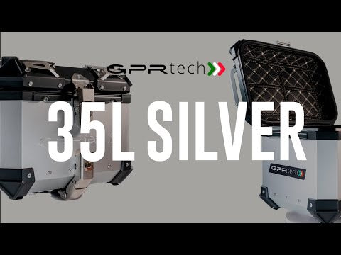 GPR Tech 35L Aluminum Universal Top Case, Silver with Mounting Plate and Backrest - video 1