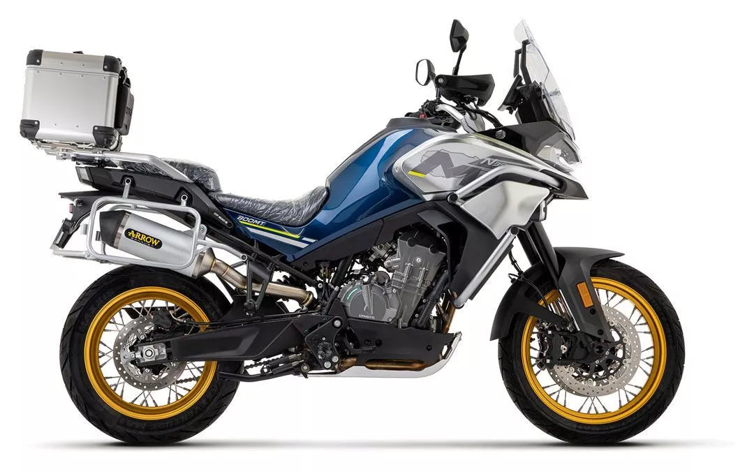 Silenciador Race Tech de titanio homologado para Arrow CF Moto 800MT Sport/Touring 23-24 (paquete de 71943) con tubo de conexión soldado