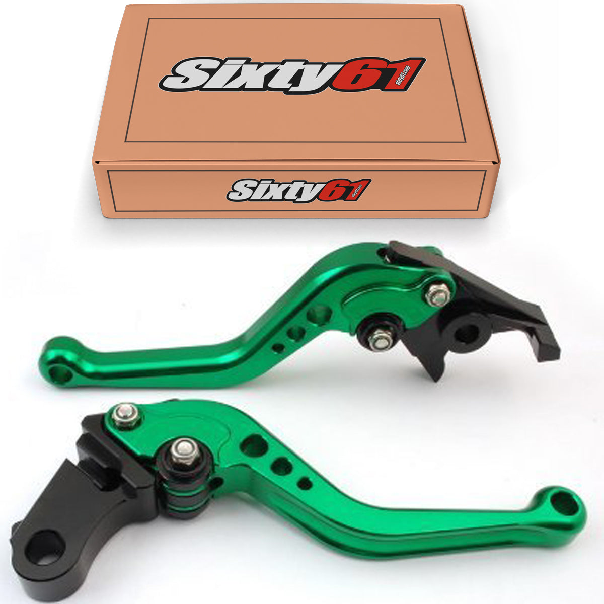 Kawasaki Brake & Clutch Levers, Green Shorty Adjustable | Sixty61