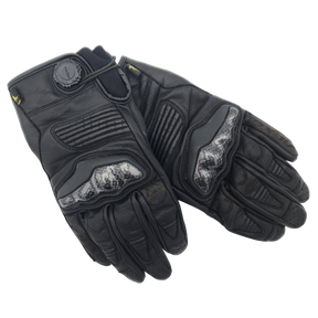 Mens Motorcycle Black Leather Gloves with Magnetic Closure from Sixty61