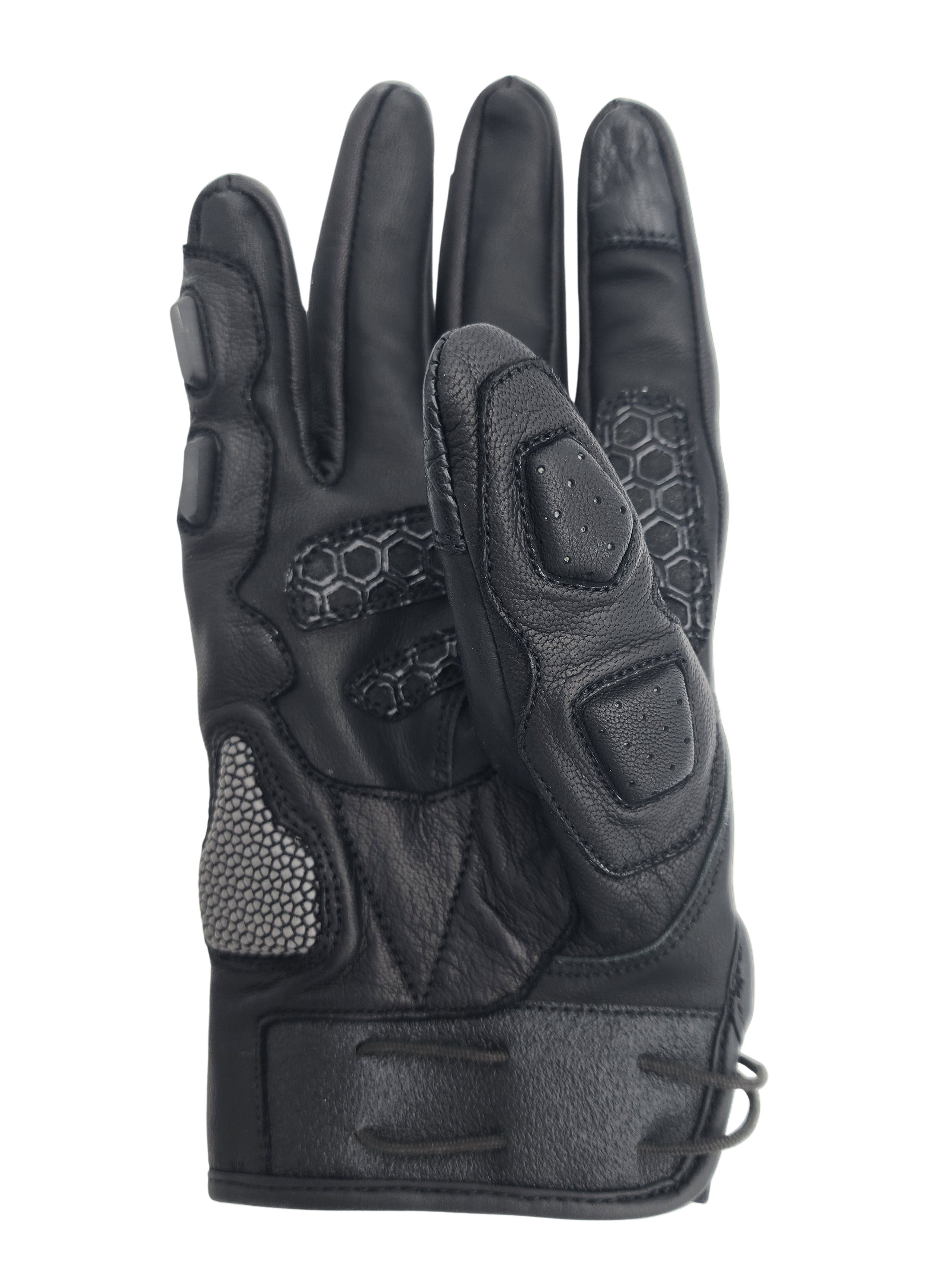 Mens Motorcycle Gloves, Riding Black Leather Magnet Closure | Sixty61