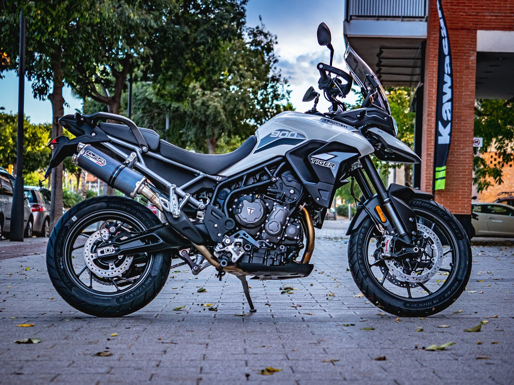 Sistema de escape GPR Triumph Tiger 850 2020-2024, doble inox, escape slip-on con DB Killer extraíble y tubo de enlace