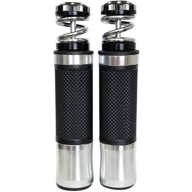 Suzuki GSXR Black and Chrome Aluminum / Rubber Gel Grips
