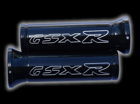 Suzuki GSXR Engraved Black Grips- OPEN ENDS